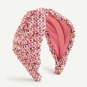 NWT  J. Crew Wide Knot Pink Tweed Headband